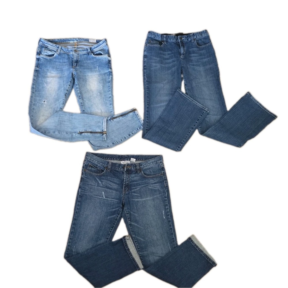 Woman's Lot Of 3 Jeans Boot Cut Shapefix skinny Boyfriend Sz 4 Jeanology Colin's